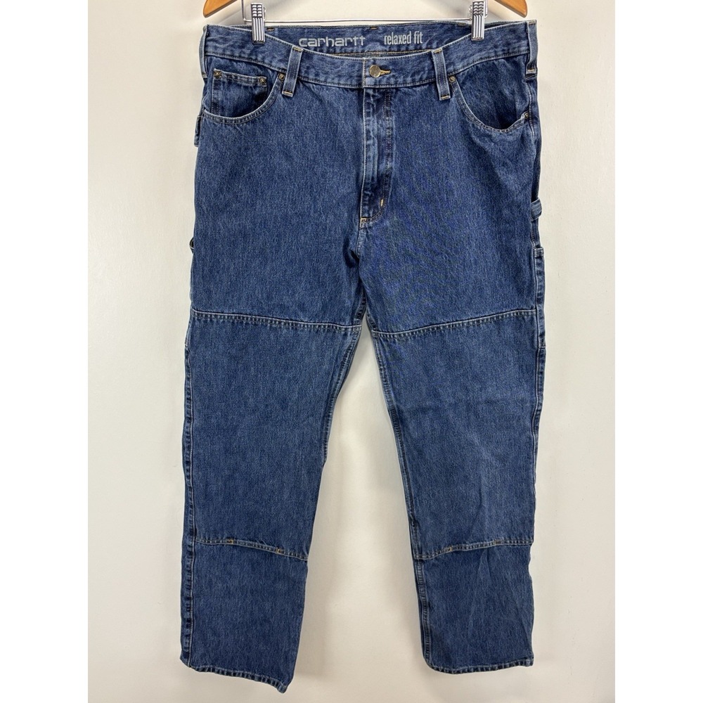 Carhartt Double Knee Relaxed Fit Jeans Men's 38x34 Blue Workwear Logger 103887